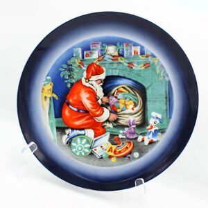 Vintage Luisenburg Germany Bavaria Porcelain Christmas Santa Plate Hand Painted